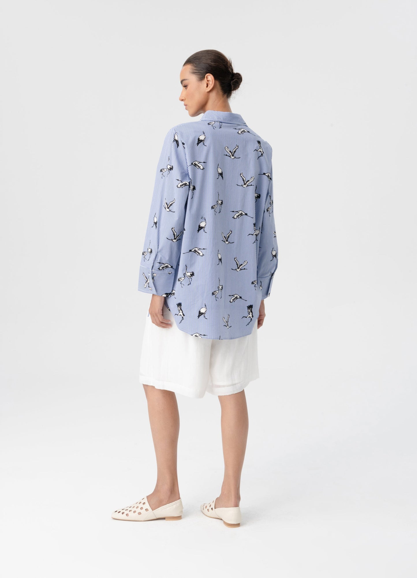 Flora Shirt in Blue Stripe by Blacklist NZ women’s fashion