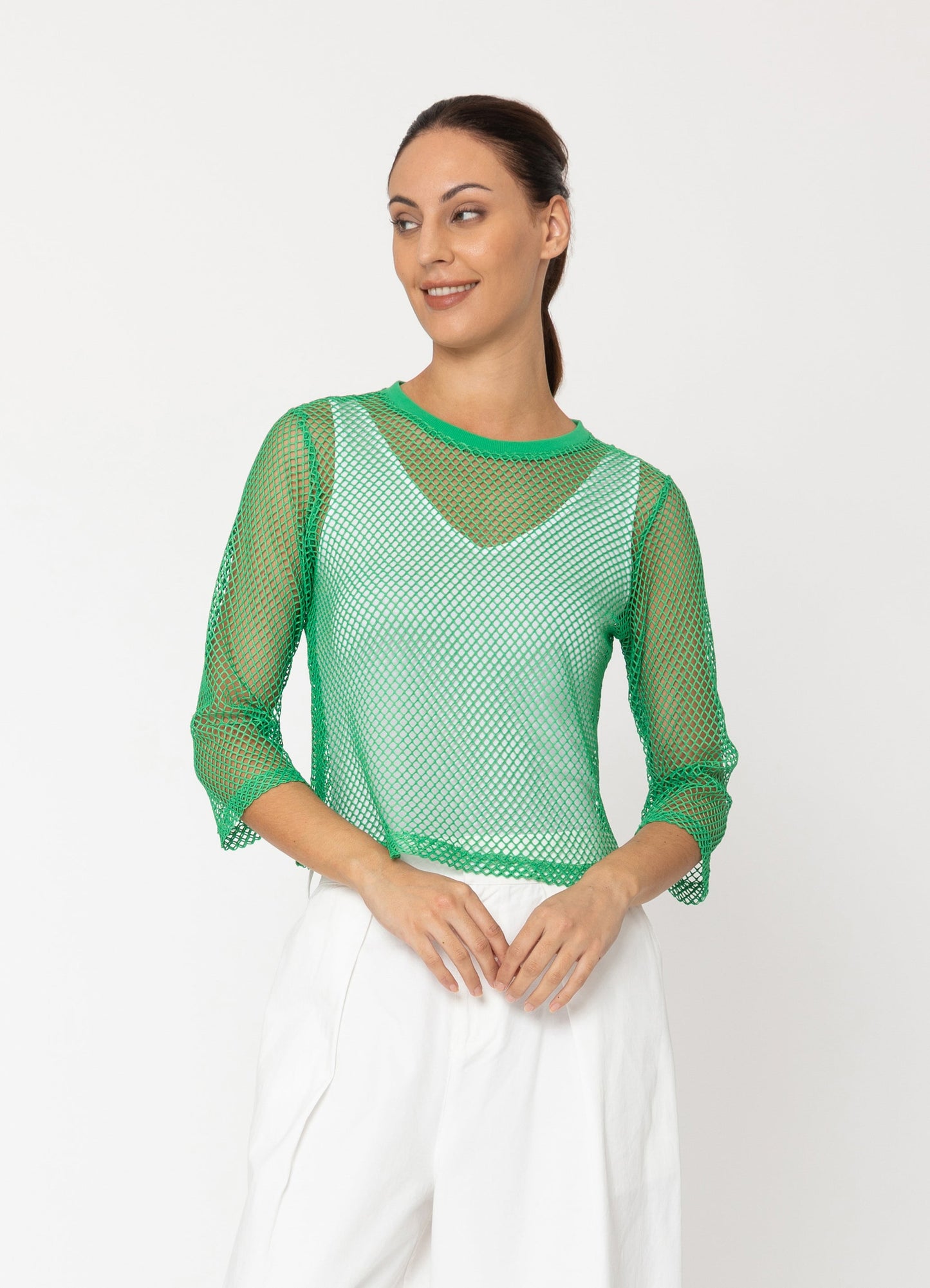 Arrow Mesh Top - 3/4 Sleeve