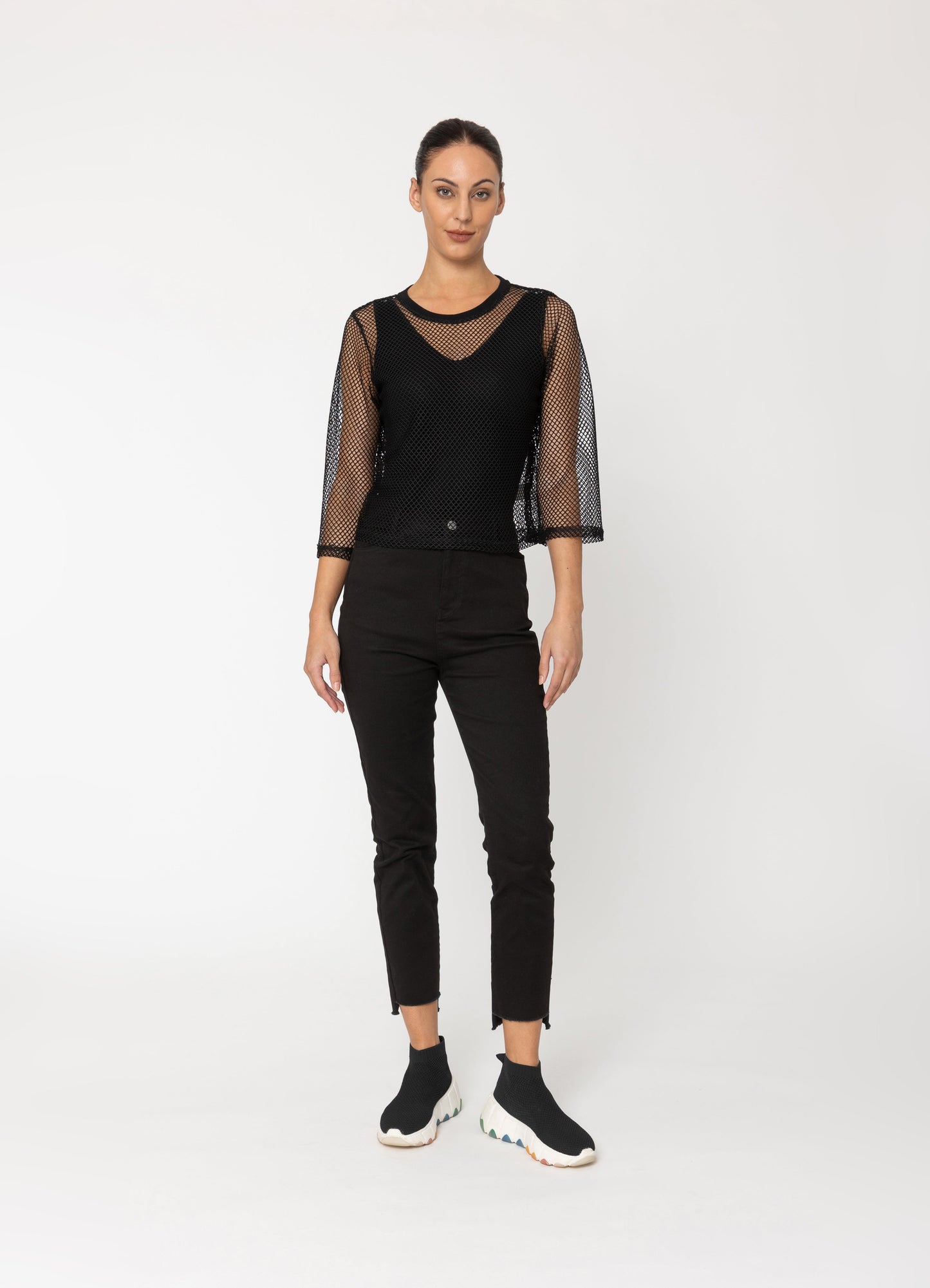 Arrow Mesh Top - 3/4 Sleeve