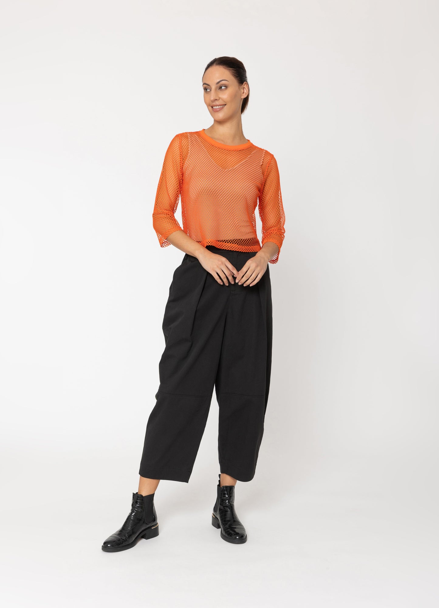 Arrow Mesh Top - 3/4 Sleeve