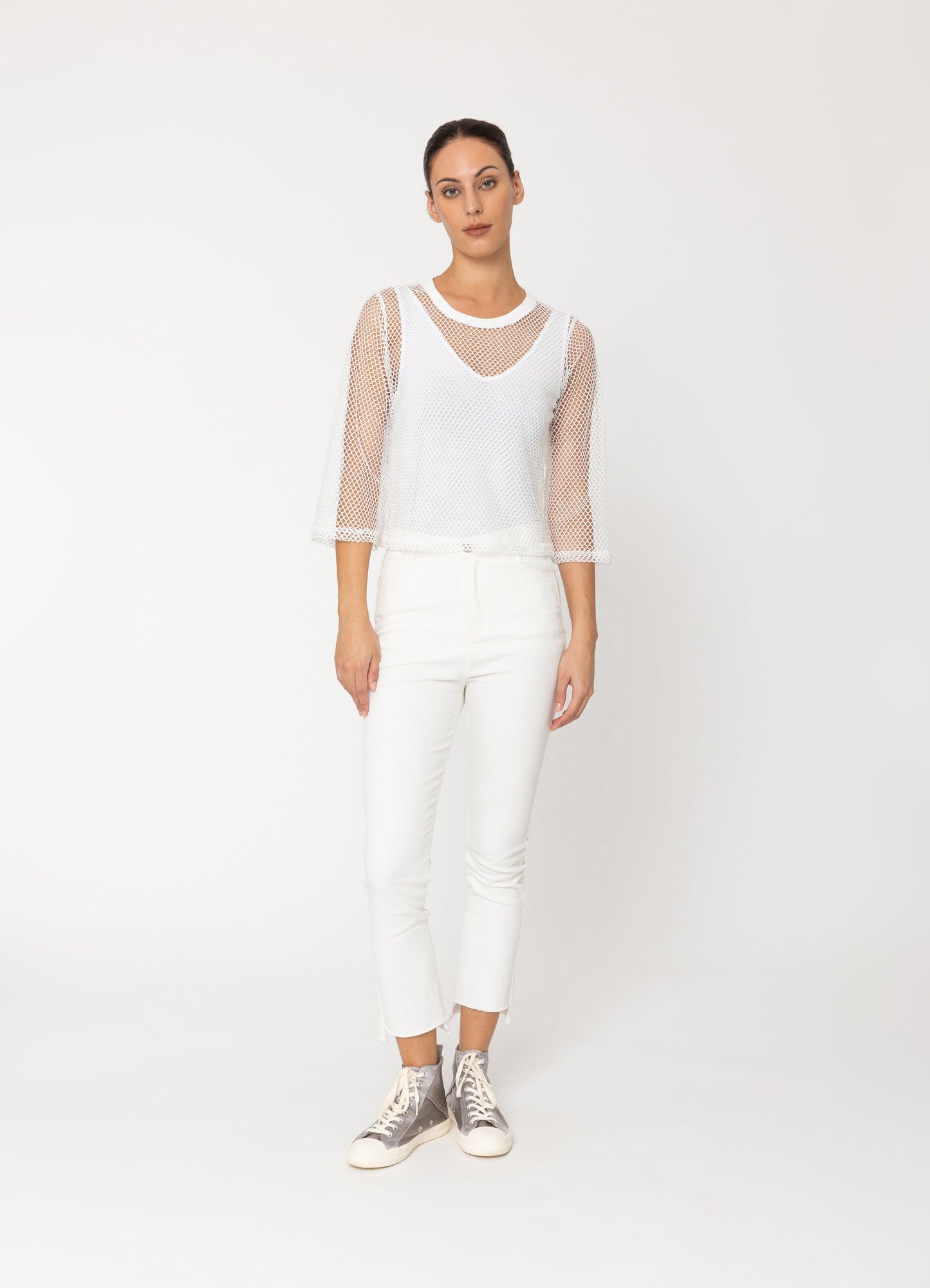 Arrow Mesh Top - 3/4 Sleeve
