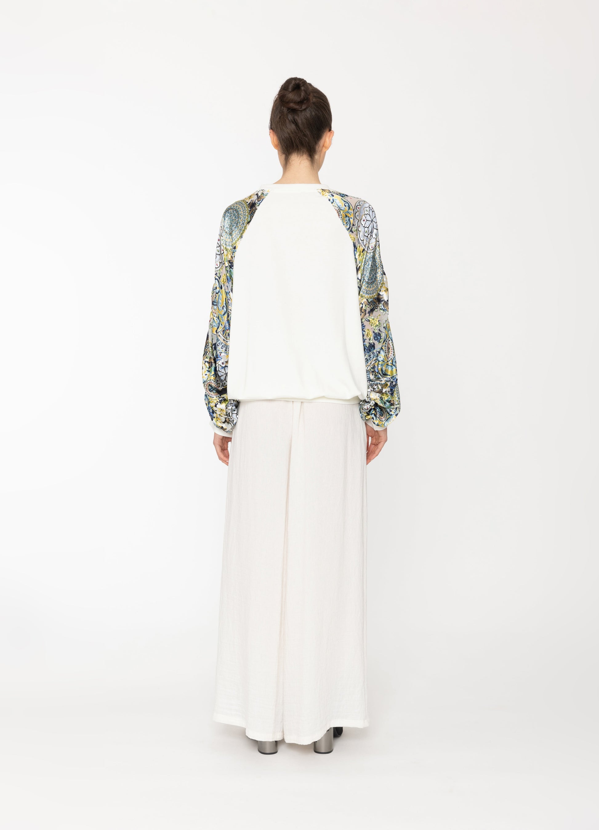 Juno Sweatshirt in Navy + Royal Print Blacklist women's top NZ