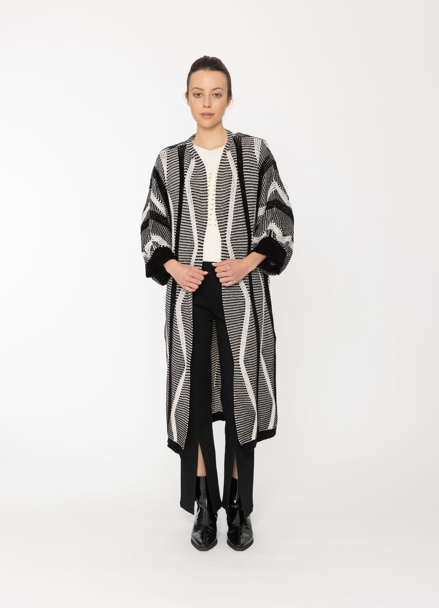 Zale Cardigan in Black + White Blacklist women's cardigan NZ
