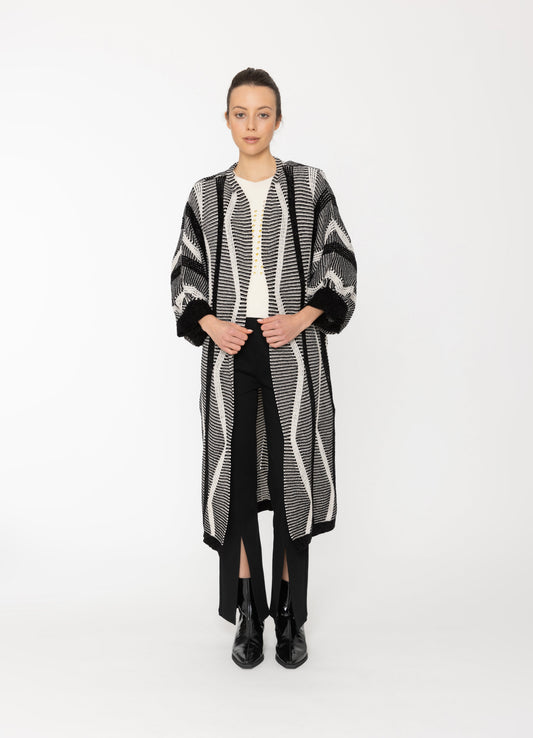 Zale Cardigan in Black + White Blacklist women's cardigan NZ