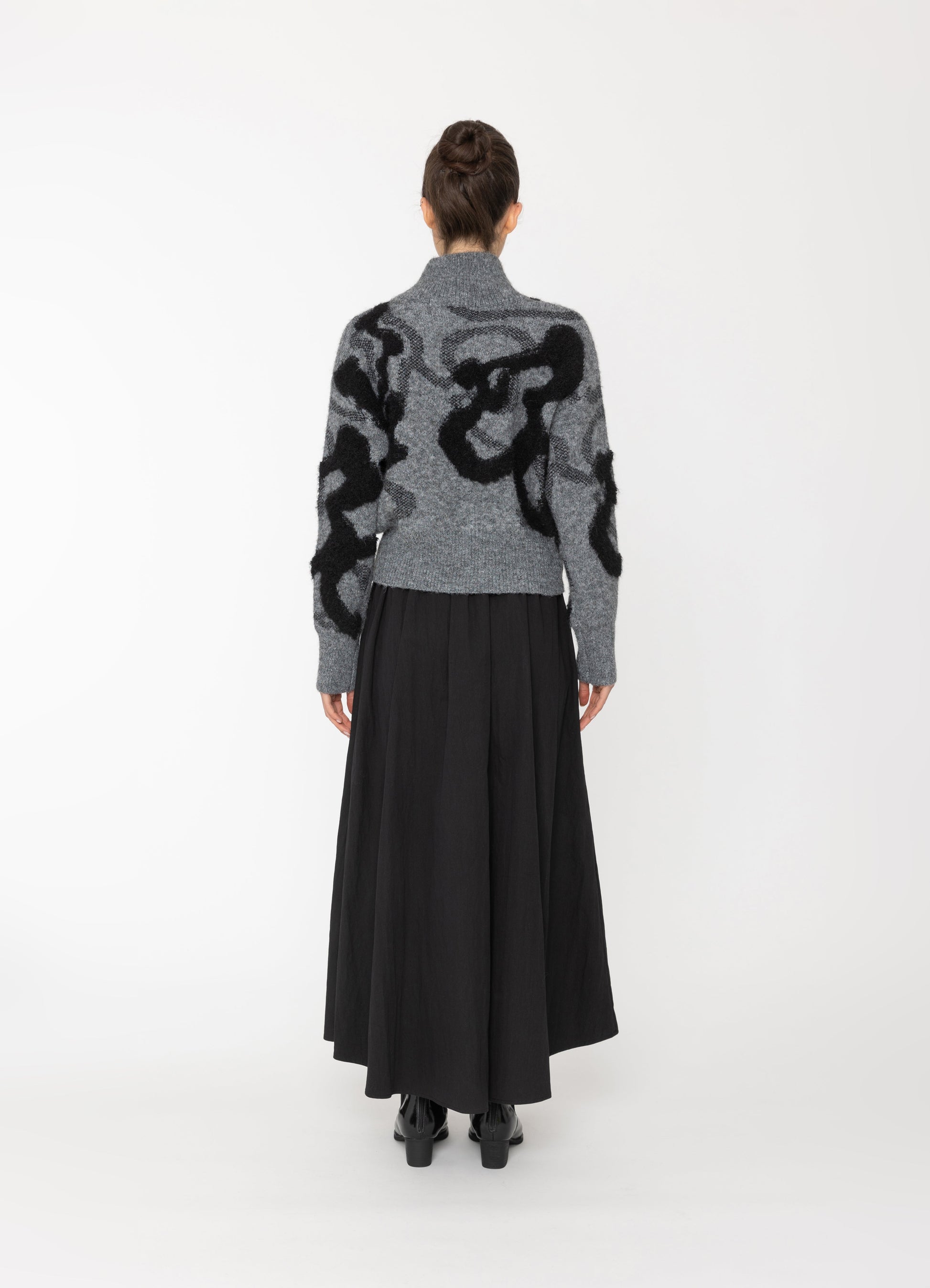 Oris Top in Grey + Black Blacklist women's knitwear NZ