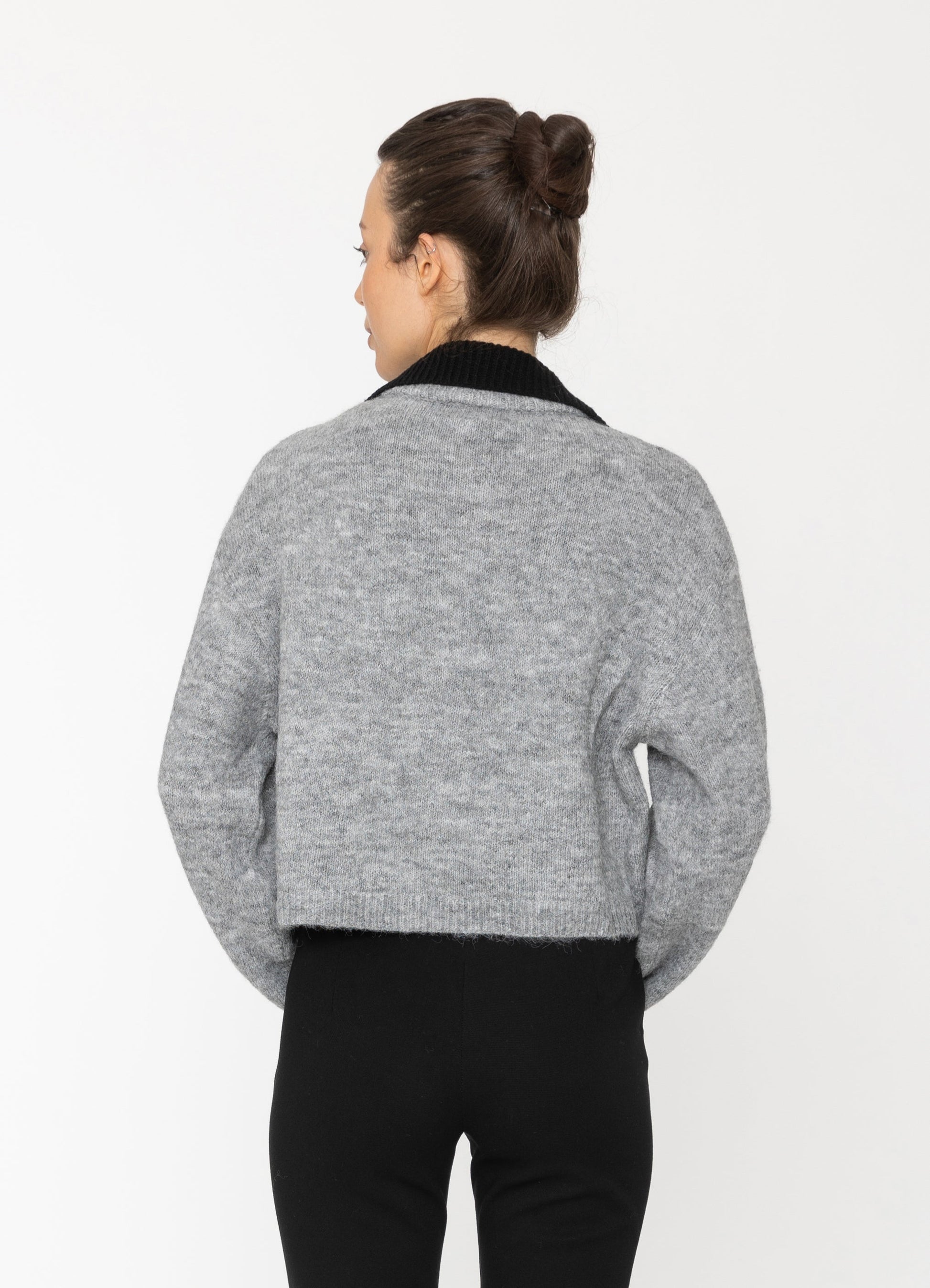 Bexi Top in Grey Outer + Black Inner Blacklist women's cardigan NZ