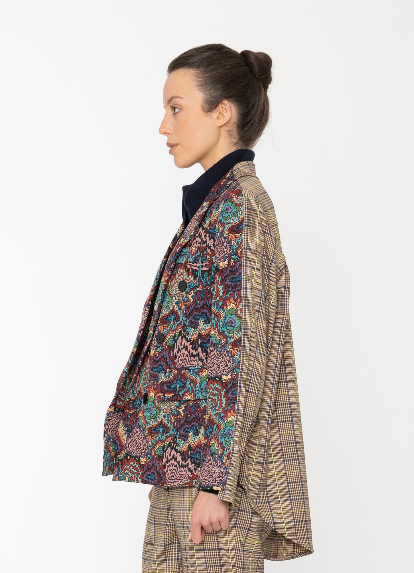 Reese Jacket in Static Print + Check Blacklist women's jacket NZ